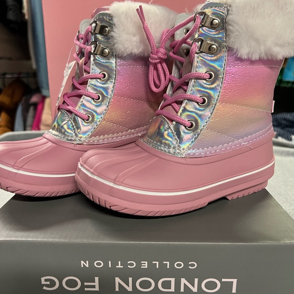 London Fog Pink Iridescent Boots